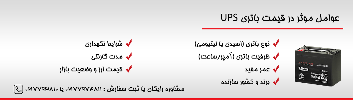 عوامل موثر بر قیمت باتری وی پی اس